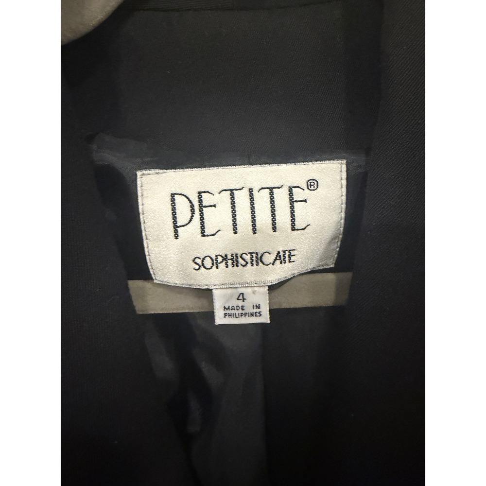S 184 Vintage 90s Petite Sophisticate Black Double Breasted Tuxedo Power Blazer - Picture 4 of 6